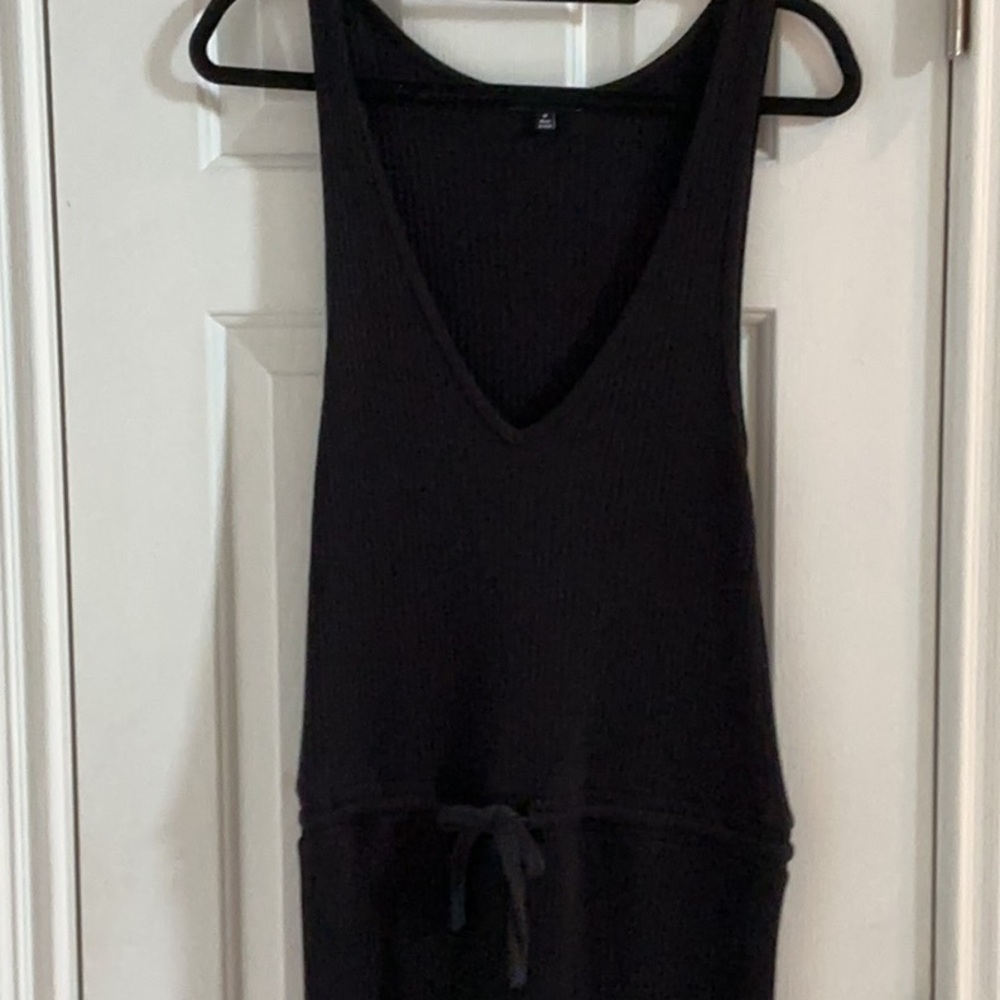 NWOT Beyond Yoga Jetsetter Black Ribbed Jumpsuit w/ Drawstring Waistband - Picture 6 of 12